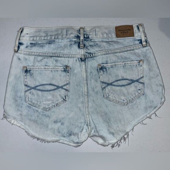 Abercrombie & Fitch LACE front denim jean Shorts Size 27 A&F bleach acid wash - Picture 3 of 4